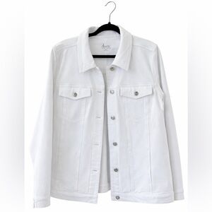 New Denim & Co White Soft Cotton Stretch Jacket Trucker Style - Size XL